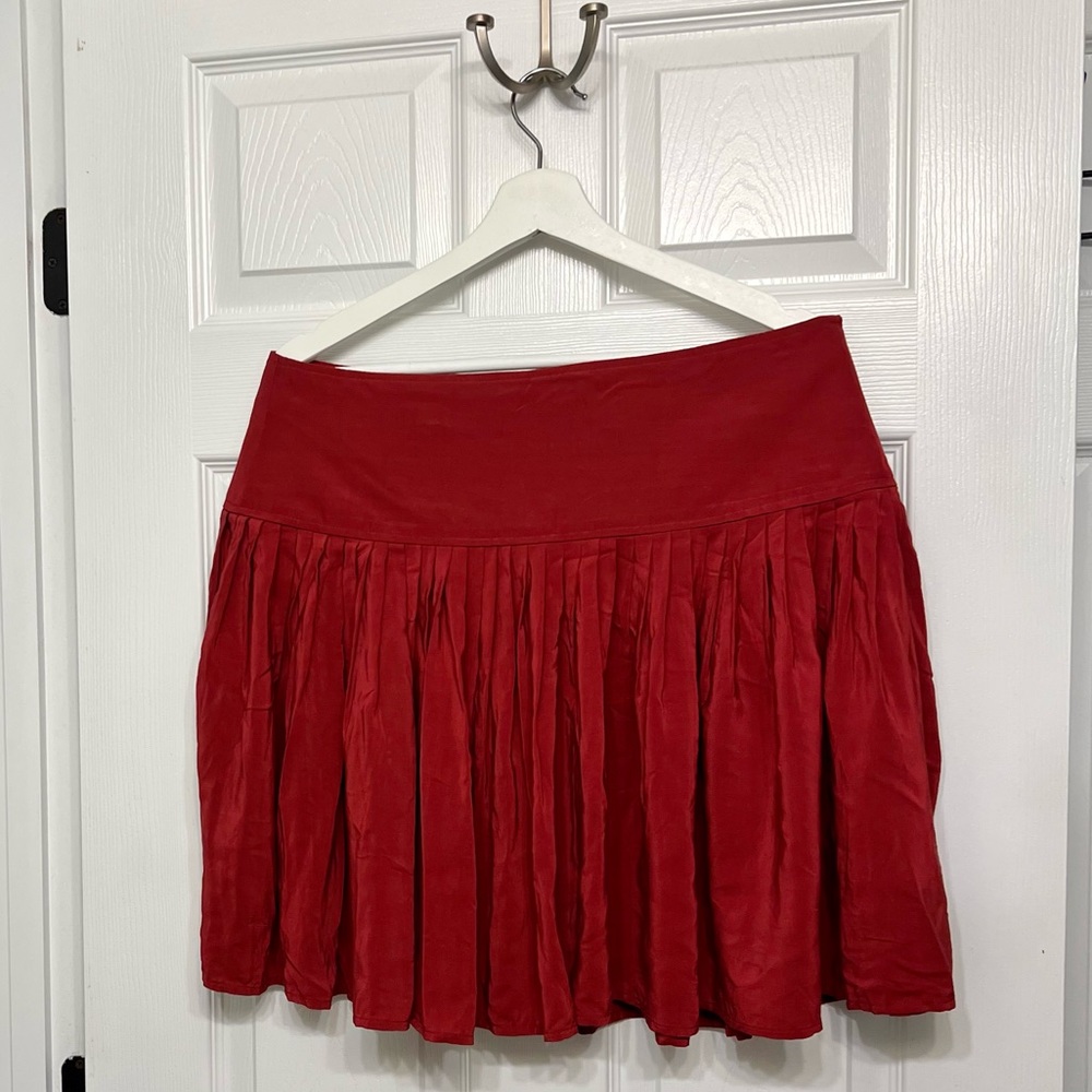 Ann Taylor LOFT Red Pleated Skirt
